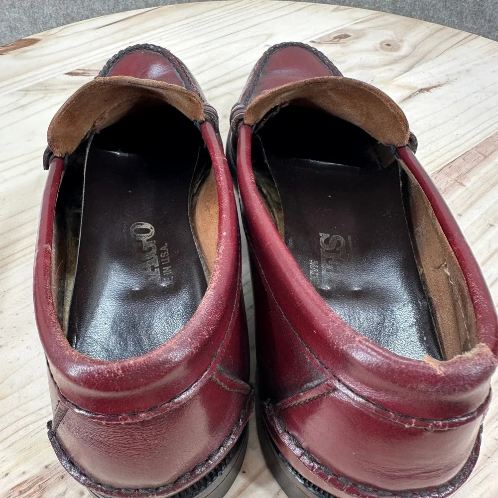 Sebago Classic Dan Penny Loafers Mens 10.5 Burgundy Leather Beefroll Made in USA